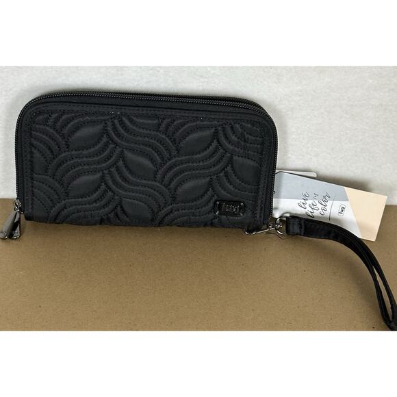 LUG SPLITS Black DOUBLE ZIP AROUND WALLET RFID NWOT - Picture 1 of 9